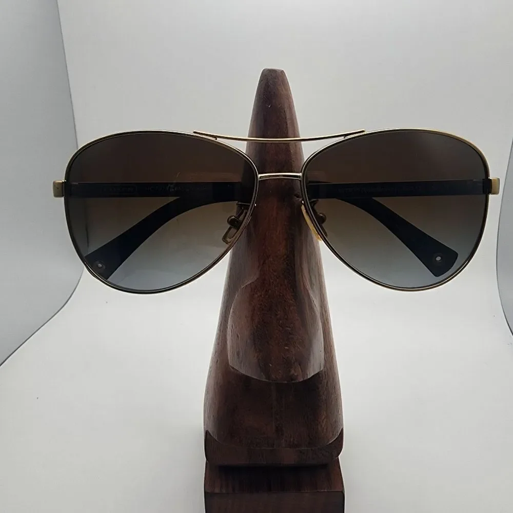 Coach Stefanie Gold & Brown Aviator Polarized Sunglasses
